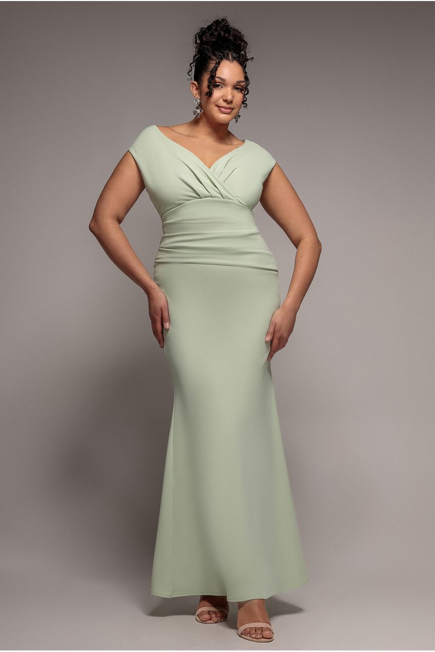 Bardot Pleated Maxi Dress - Sage Green DR1092SCPLUS