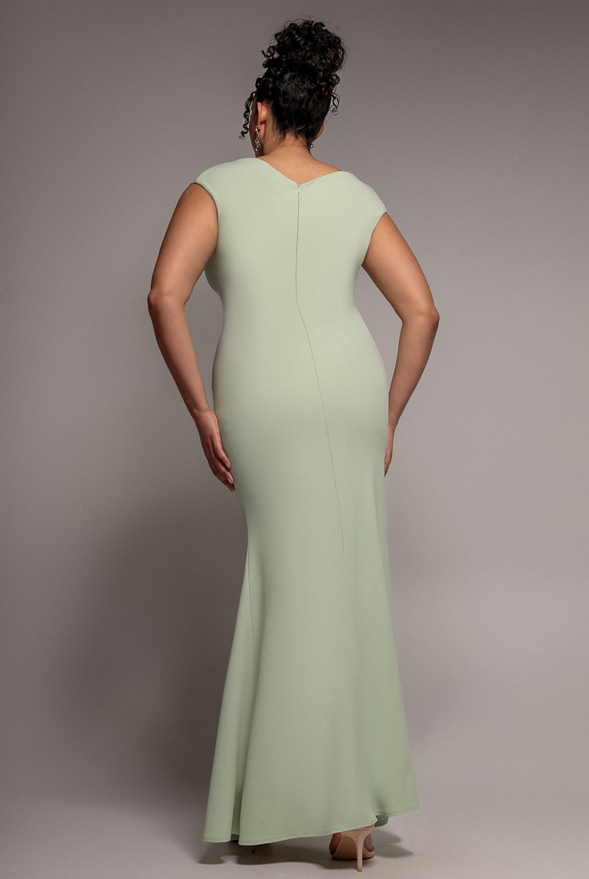 Bardot Pleated Maxi Dress - Sage Green DR1092SCPLUS