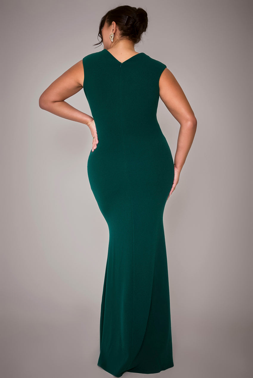 Bardot Pleated Maxi Dress - Emerald Green DR1092SCPLUS
