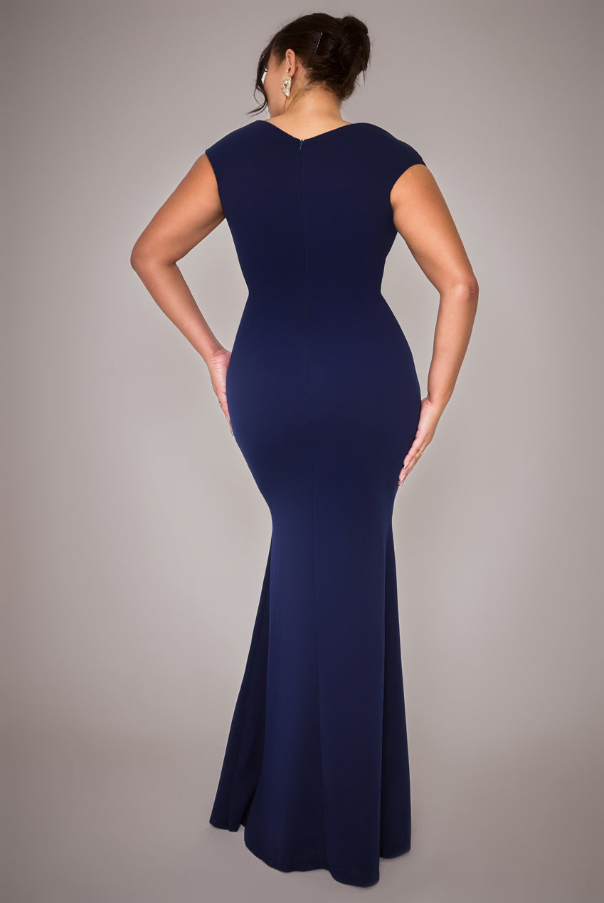 Bardot Pleated Maxi Dress - Navy Blue DR1092SCPLUS