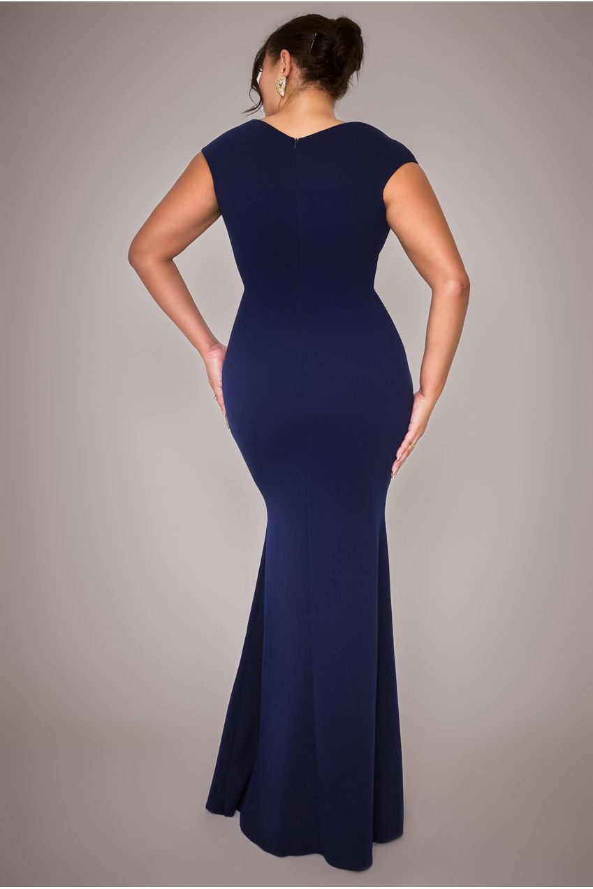 Bardot Pleated Maxi Dress - Navy Blue DR1092SCPLUS