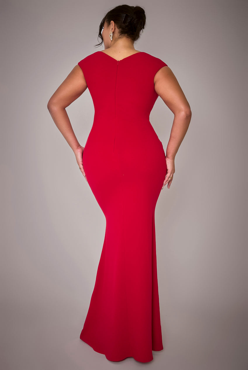 Bardot Pleated Maxi Dress - Red DR1092SCPLUS