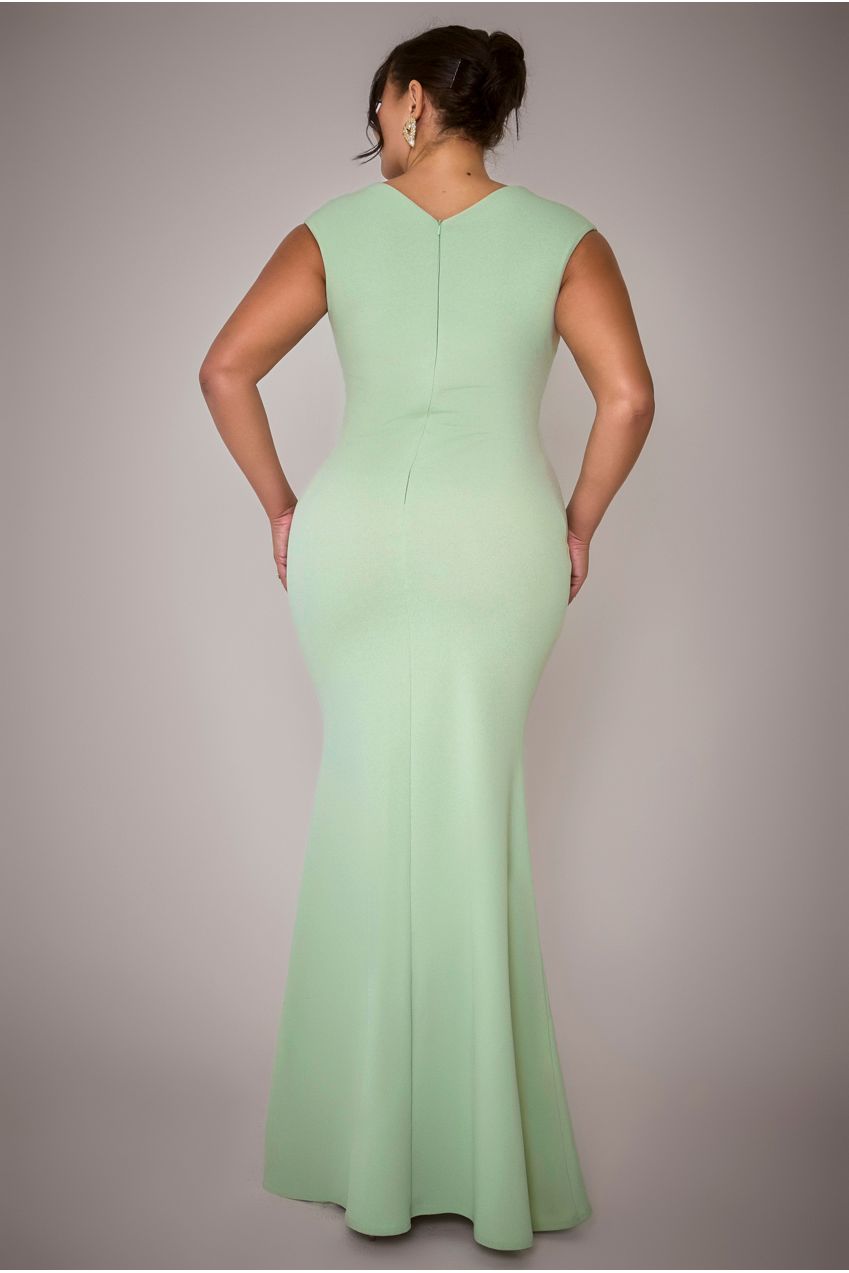 Bardot Pleated Maxi Dress - Sage Green DR1092SCPLUS
