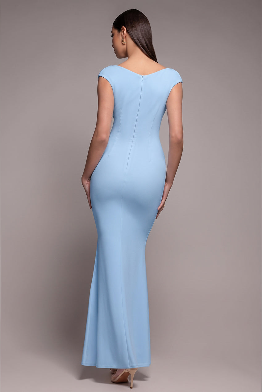 Bardot Pleated Maxi Dress - Powder Blue DR1092