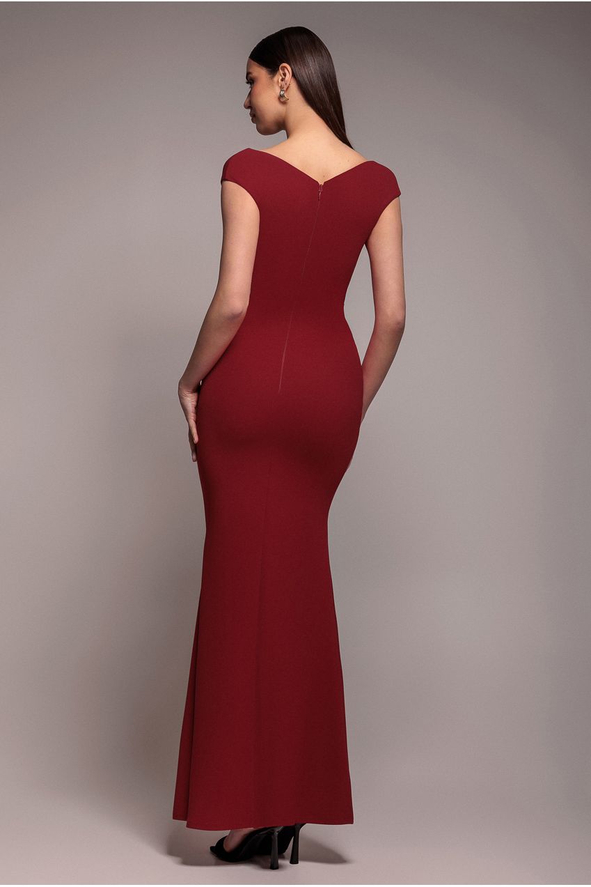 Bardot Pleated Maxi Dress - Burgundy DR1092
