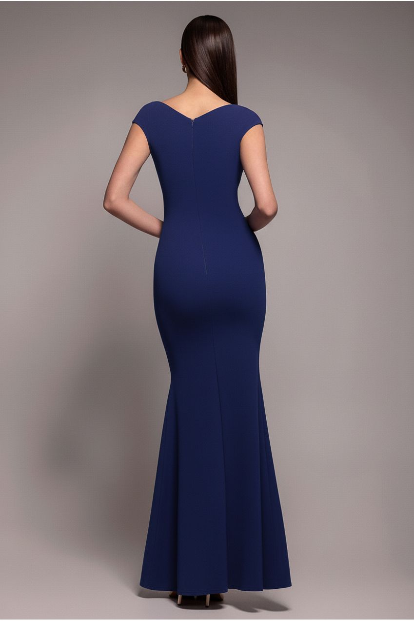 Bardot Pleated Maxi Dress - Navy Blue DR1092