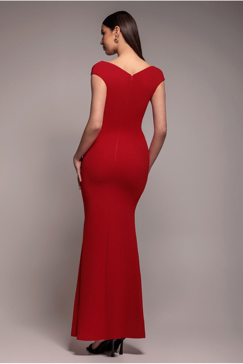Bardot Pleated Maxi Dress - Red DR1092