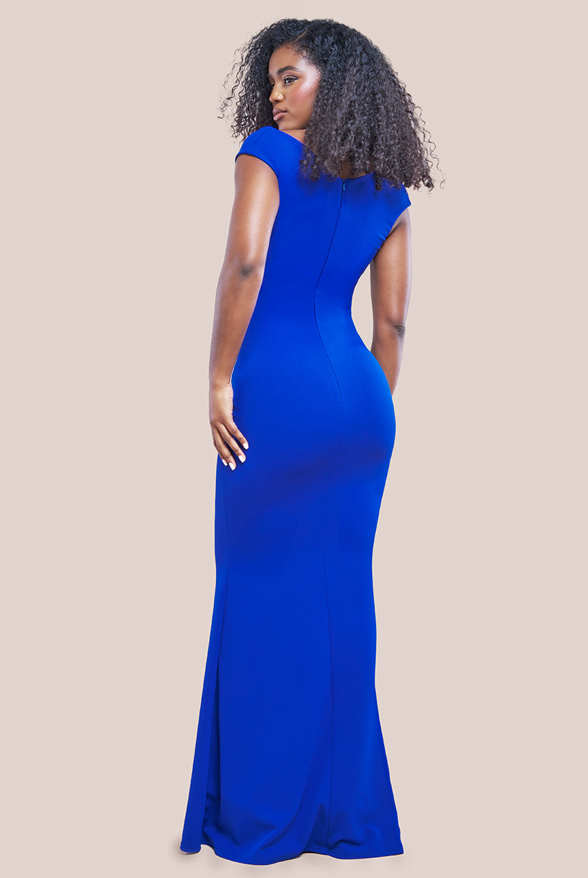 Bardot Pleated Maxi Dress - Royal Blue DR1092