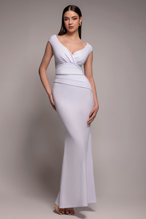 Bardot Pleated Maxi Dress - White by Goddiva
