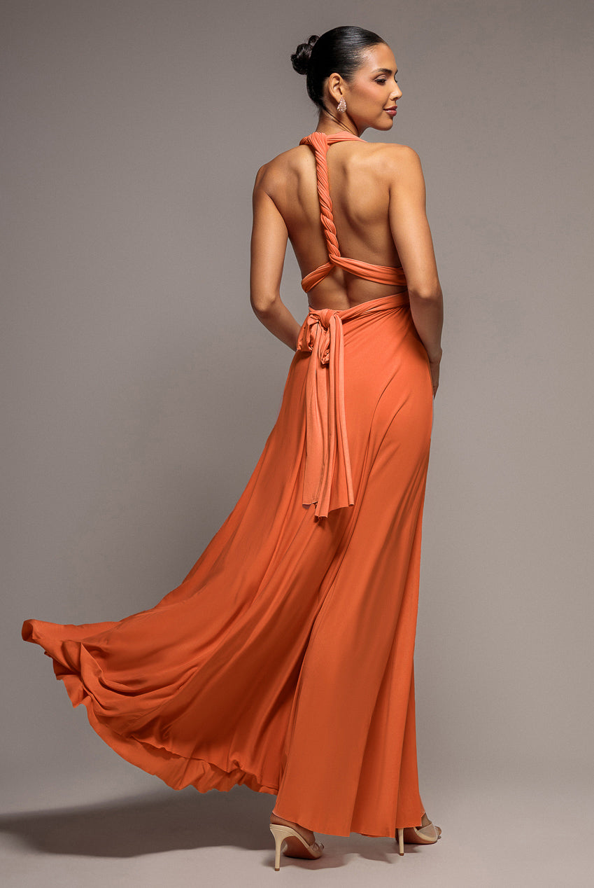 Multiway Tie-Up Maxi Dress - Orange DR1186D