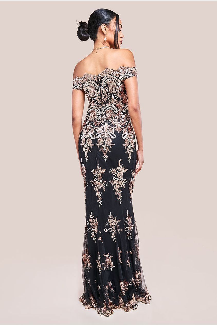 Bardot Sequin Embroidered Maxi Dress - Champagne DR1254A