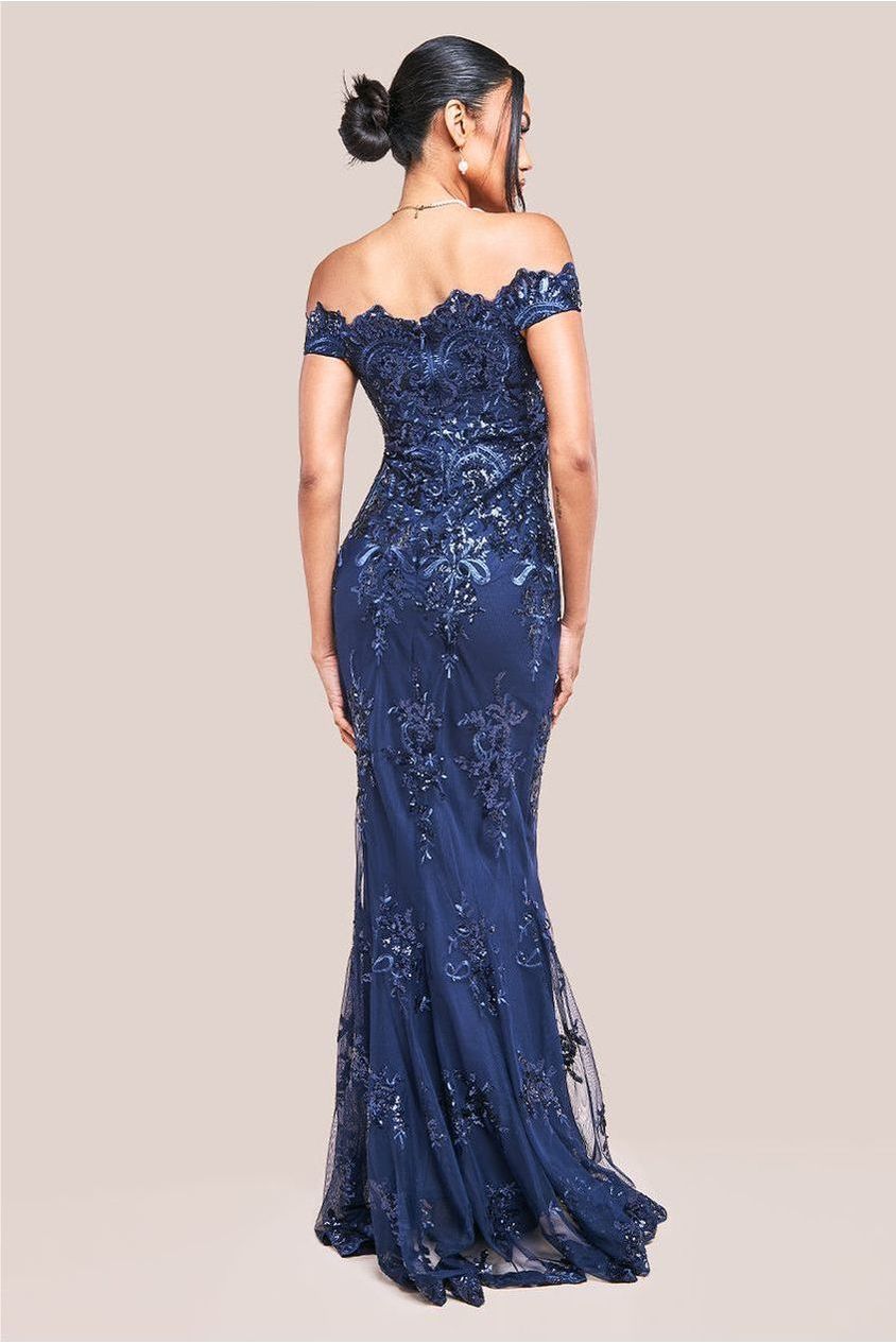 Bardot Sequin Embroidered Maxi Dress - Navy DR1254A