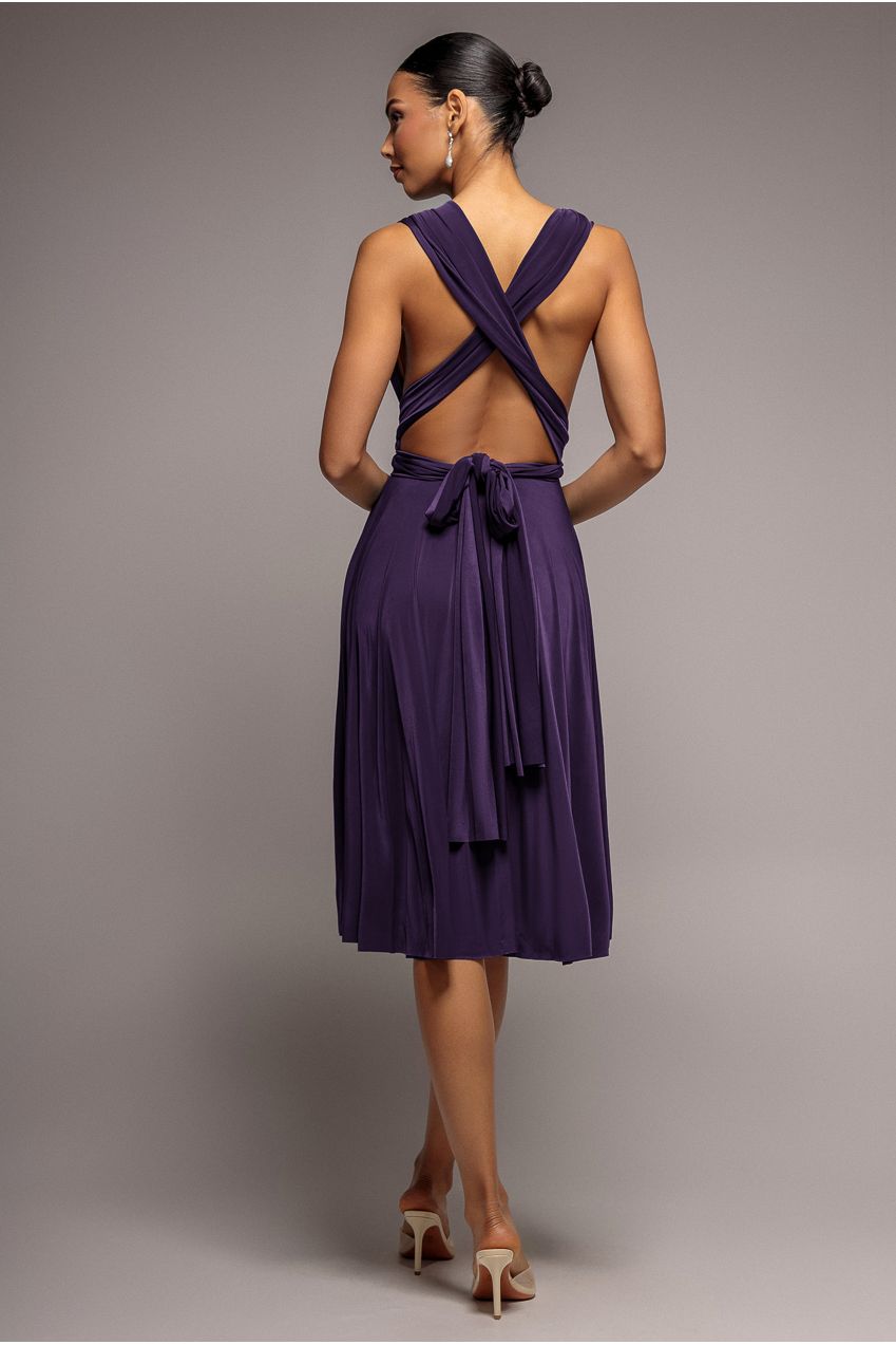 Soft Touch Multi Way Open Back Midi Dress - Aubergine DR1314D