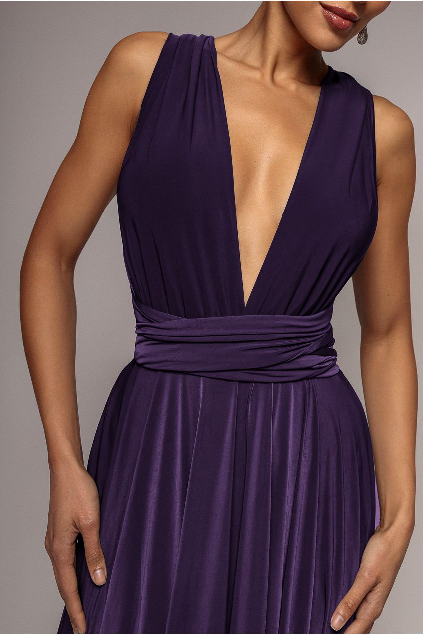 Soft Touch Multi Way Open Back Midi Dress - Aubergine DR1314D