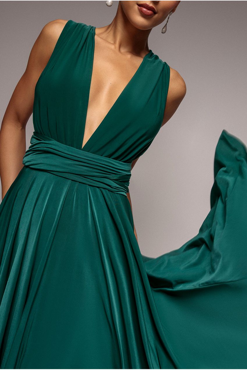 Soft Touch Multi Way Open Back Midi Dress - Emerald Green DR1314D