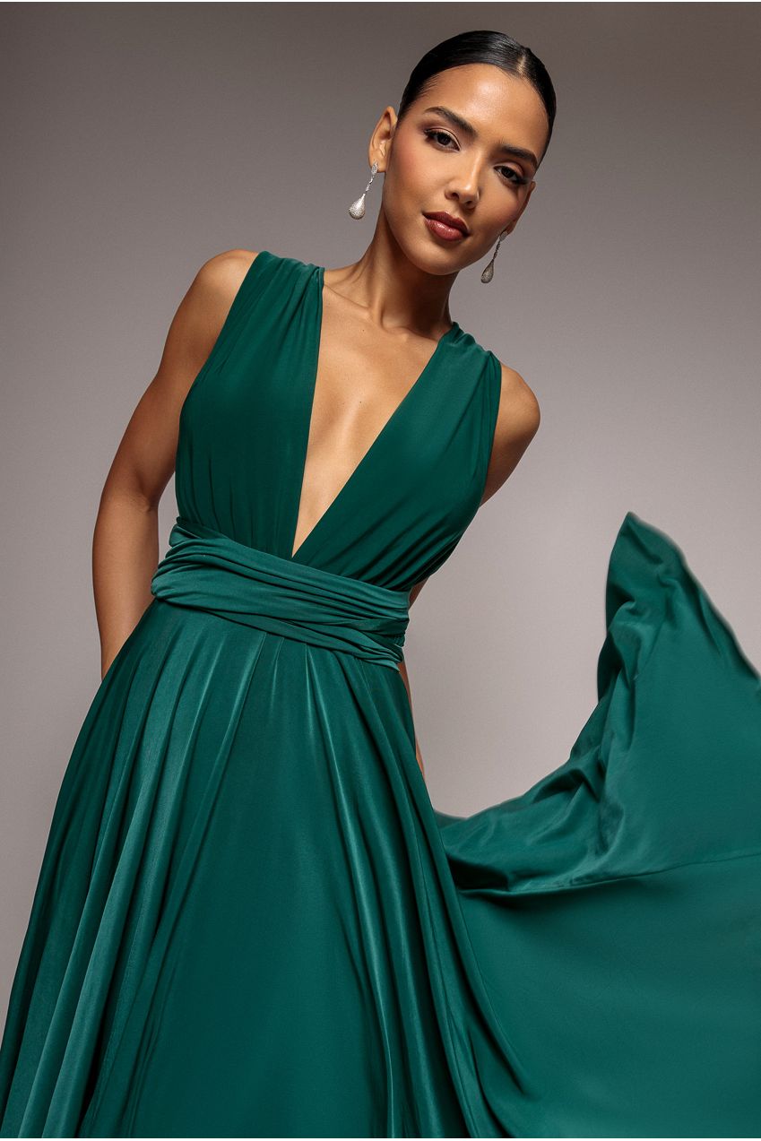 Soft Touch Multi Way Open Back Midi Dress - Emerald Green DR1314D