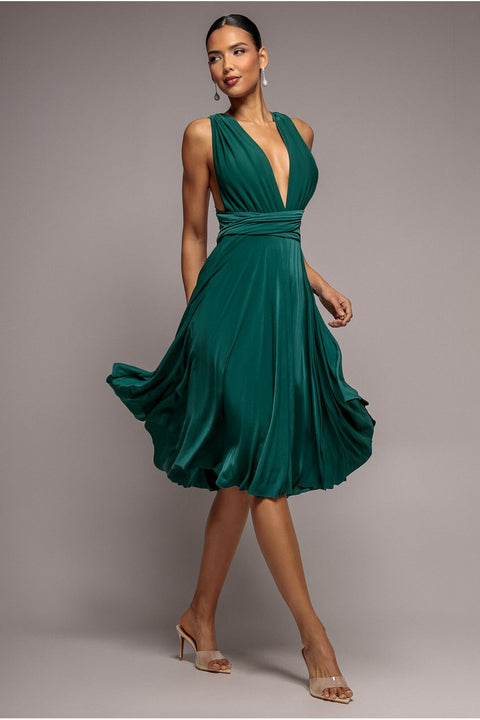 Soft Touch Multi Way Open Back Midi Dress - Emerald Green by Goddiva