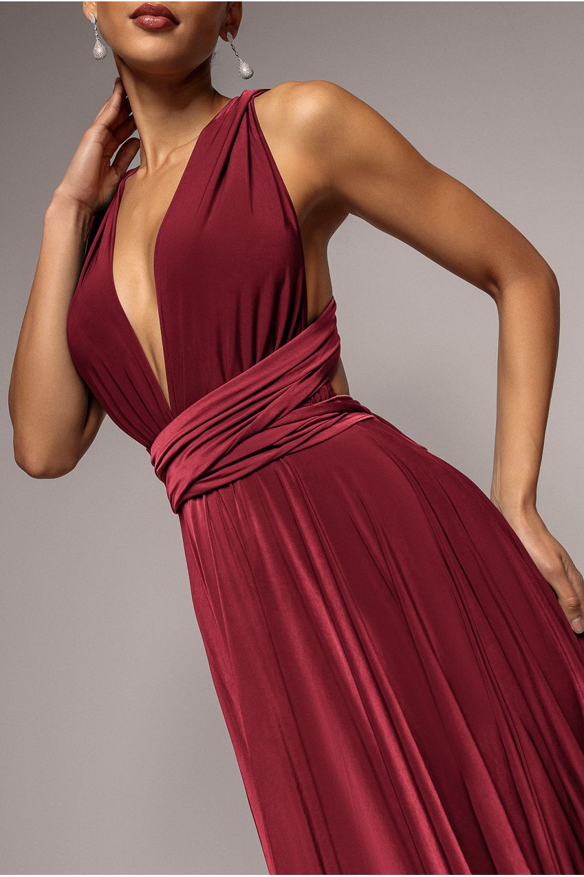 Soft Touch Multi Way Open Back Midi Dress - Berry DR1314D