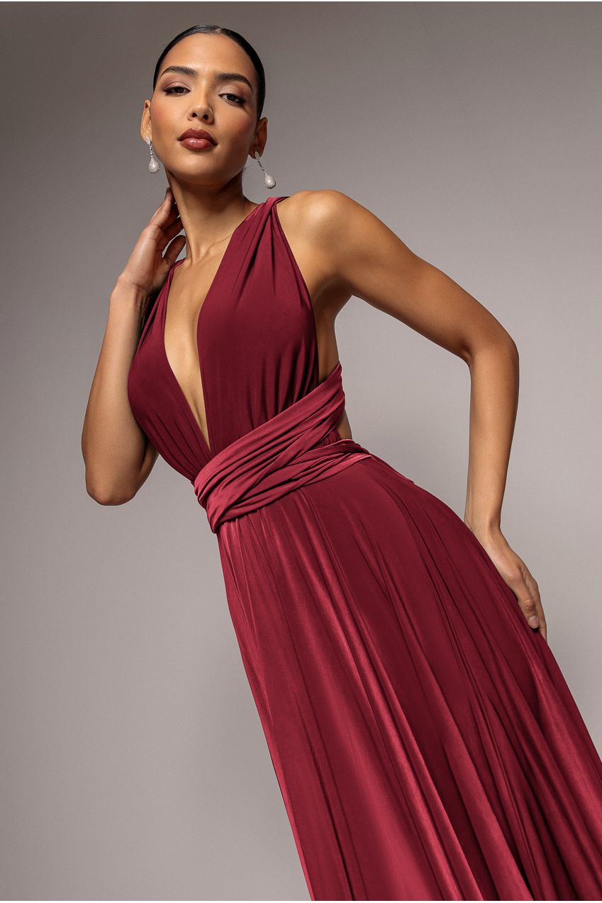Soft Touch Multi Way Open Back Midi Dress - Berry DR1314D
