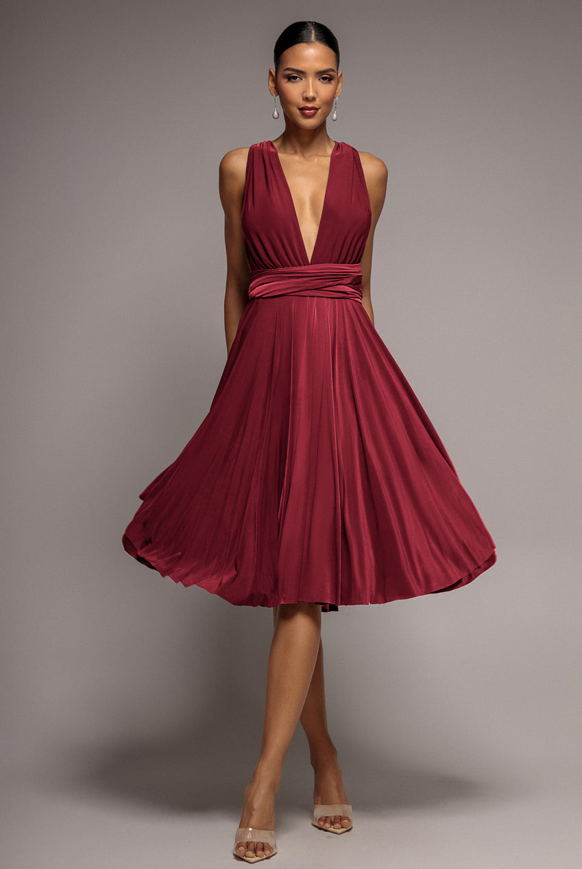 Soft Touch Multi Way Open Back Midi Dress - Berry DR1314D