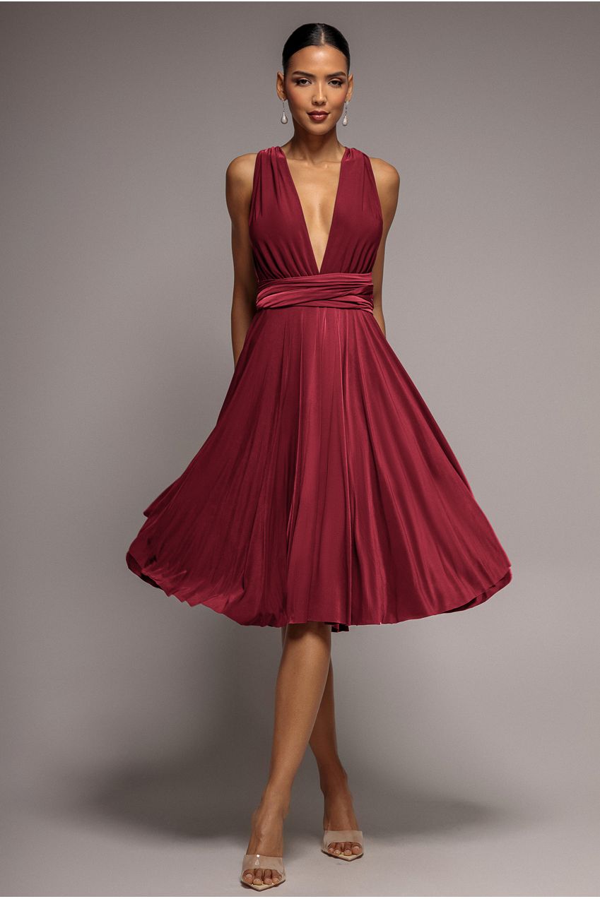 Soft Touch Multi Way Open Back Midi Dress - Berry DR1314D