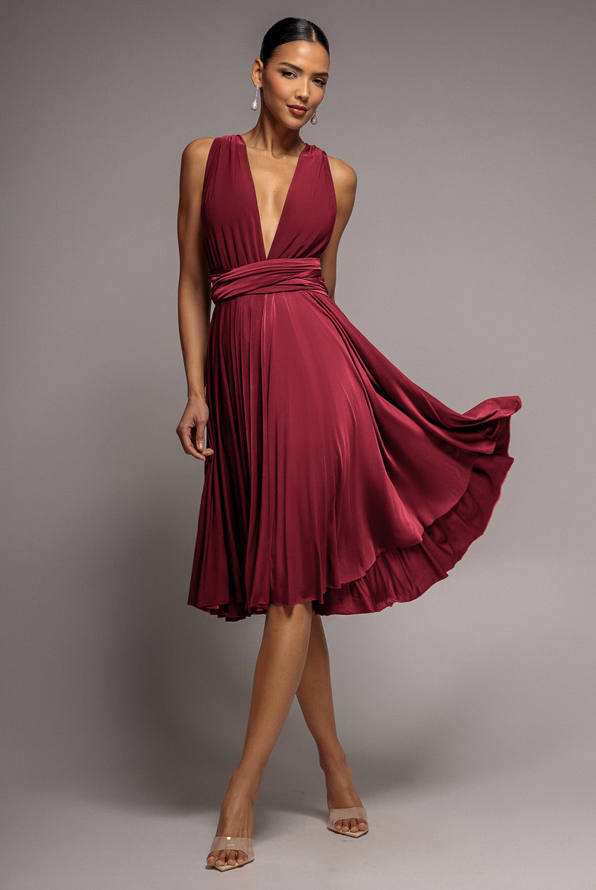 Soft Touch Multi Way Open Back Midi Dress - Berry