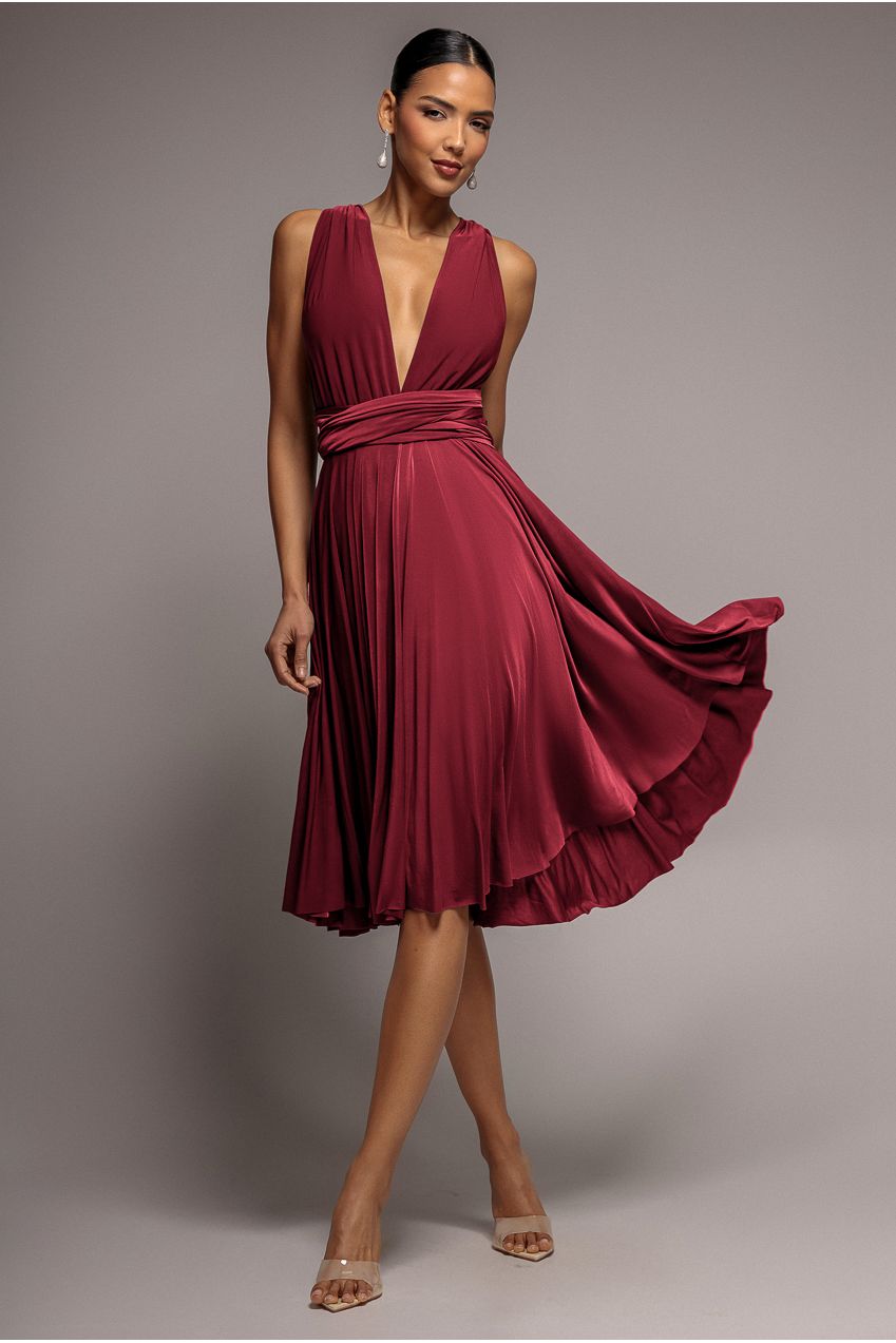 Soft Touch Multi Way Open Back Midi Dress - Berry DR1314D