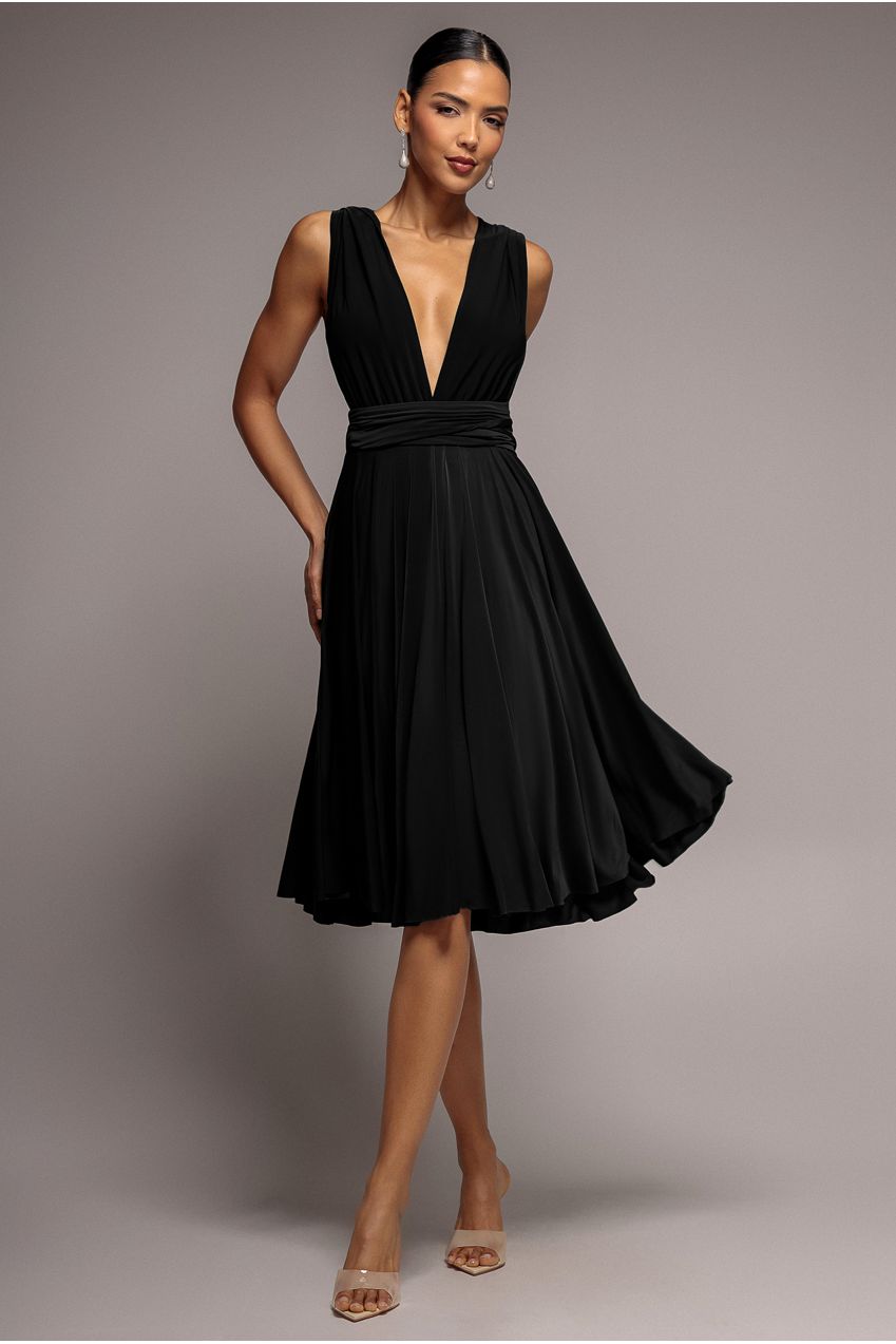 Soft Touch Multi Way Open Back Midi Dress - Black DR1314D