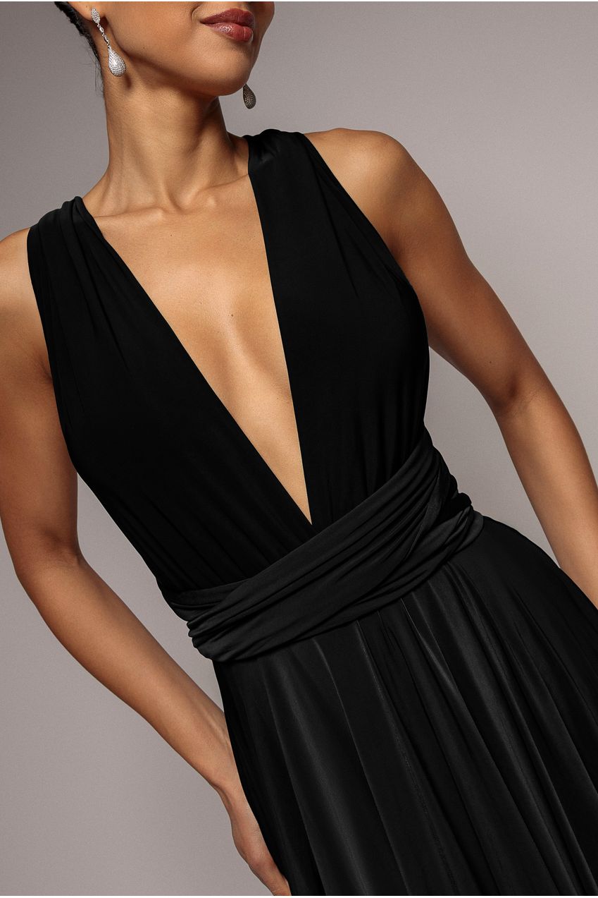 Soft Touch Multi Way Open Back Midi Dress - Black DR1314D