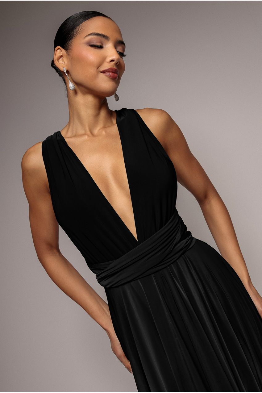 Soft Touch Multi Way Open Back Midi Dress - Black DR1314D