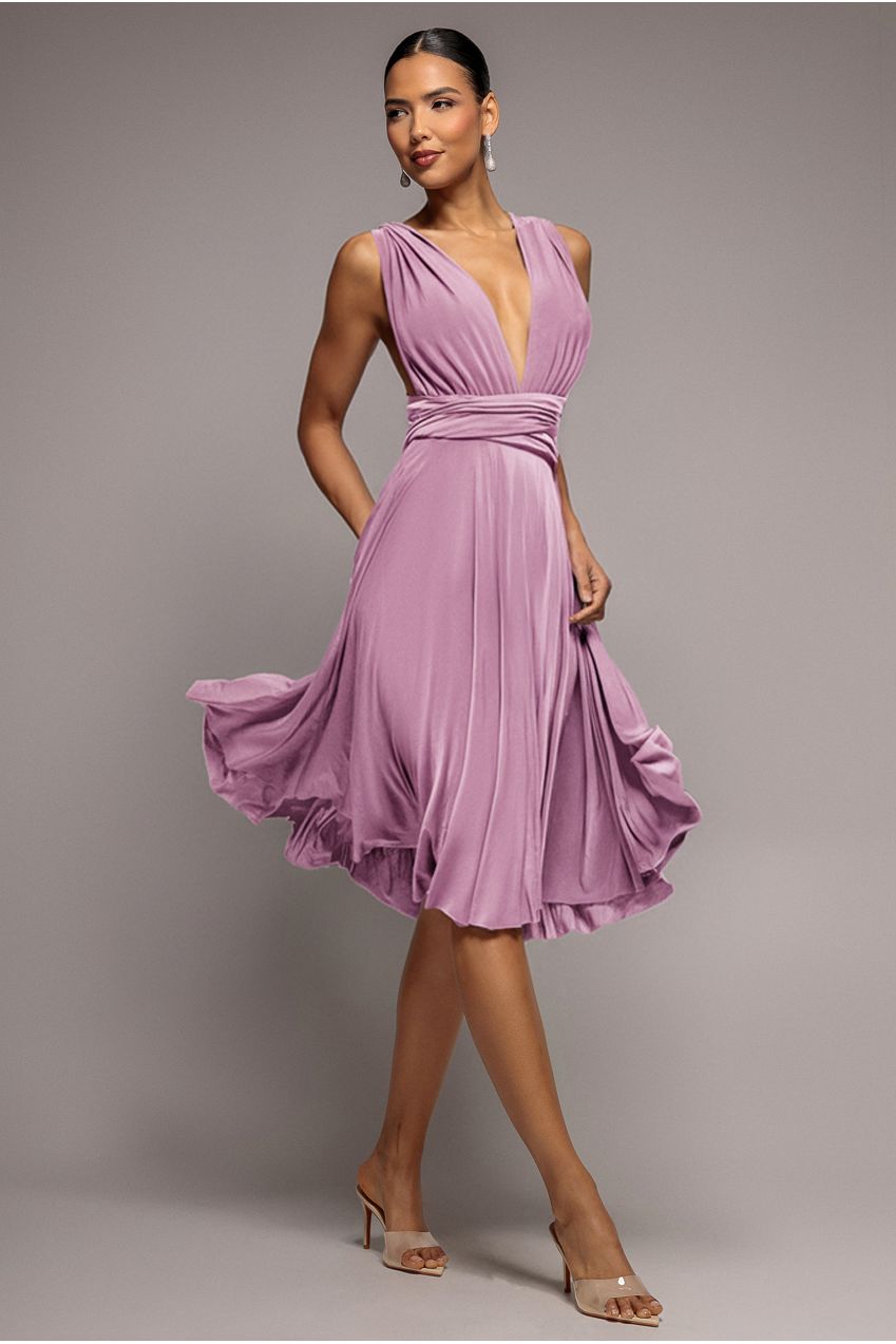 Soft Touch Multi Way Open Back Midi Dress - Dusty Pink DR1314D