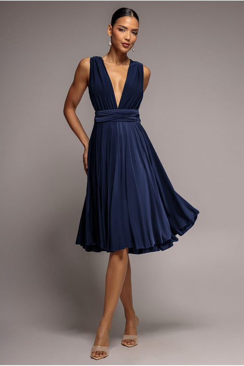 Soft Touch Multi Way Open Back Midi Dress - Navy Blue by Goddiva