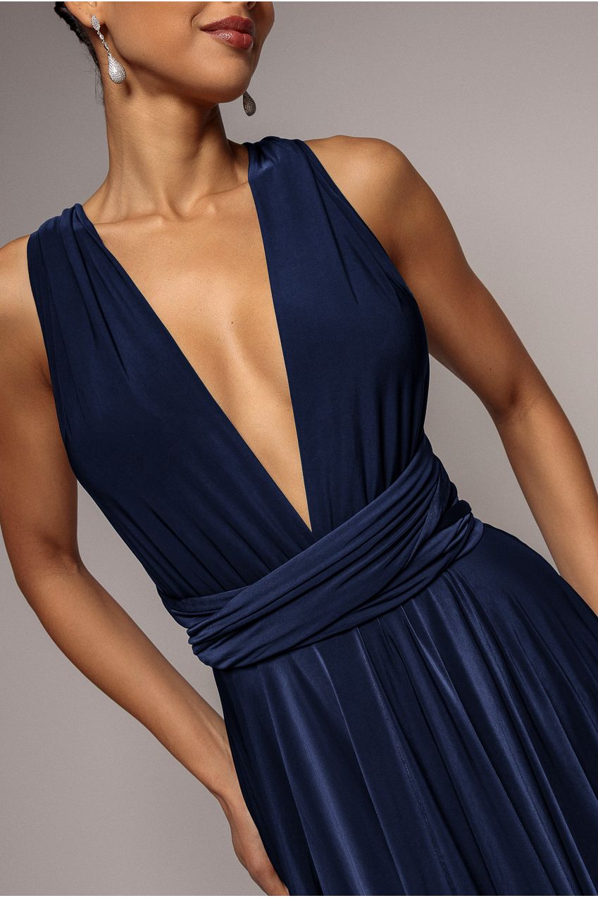 Soft Touch Multi Way Open Back Midi Dress - Navy Blue DR1314D