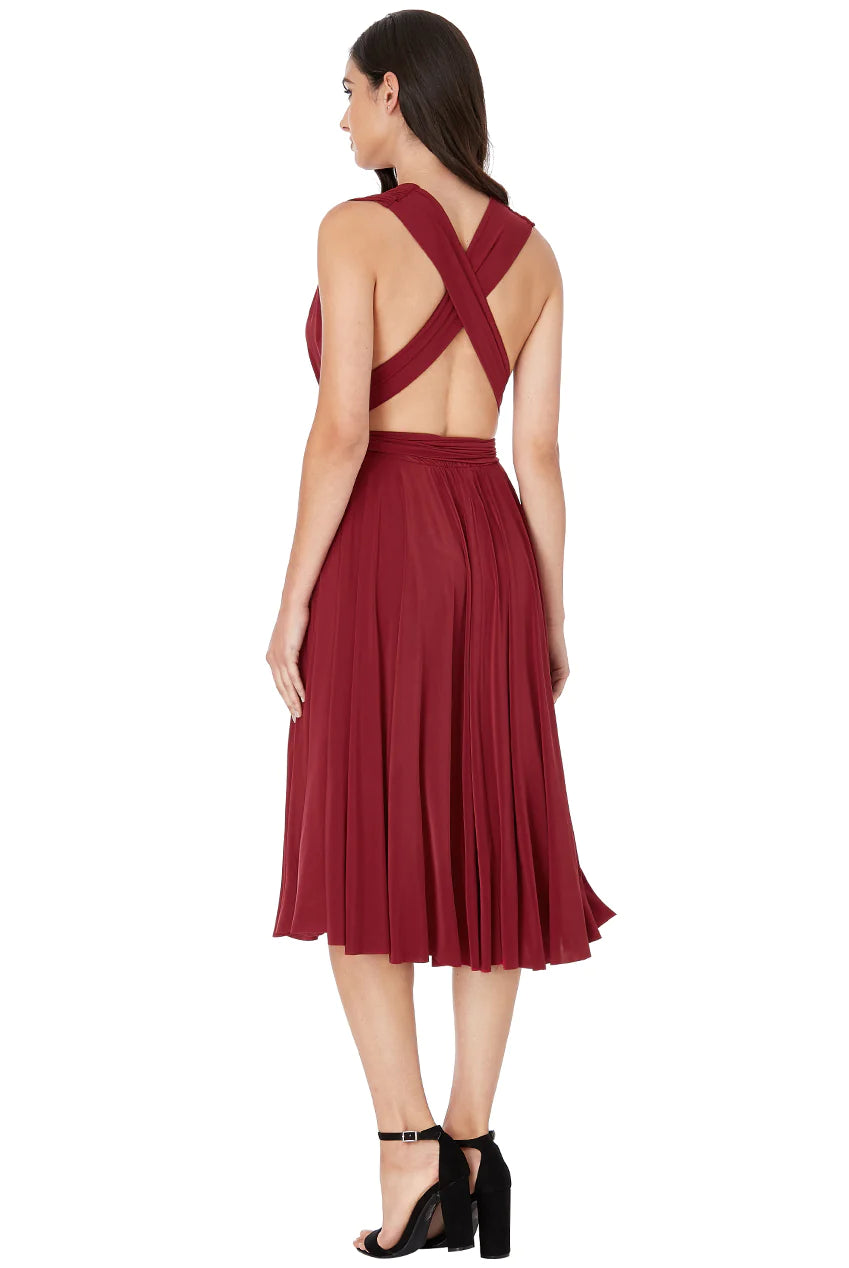 Soft Touch Multi Way Open Back Midi Dress - Berry DR1314D