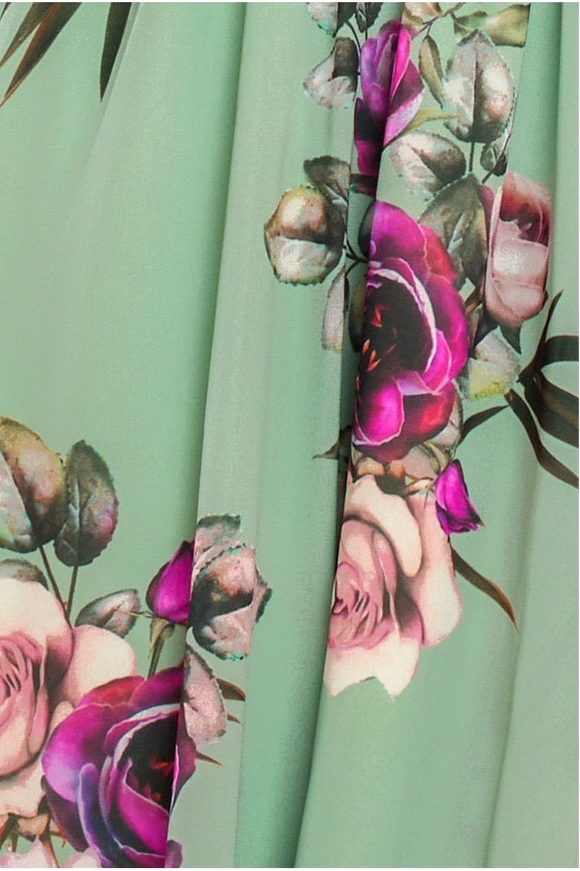Sustainable Floral Print Midi Wrap Dress With Flutter Sleeves - Duck Egg DR1641BBS