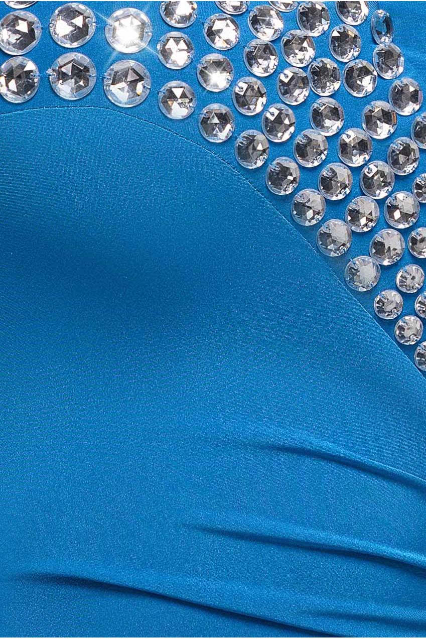 Strapless Embellished Rhinestone Mini Dress - Blue DR1697