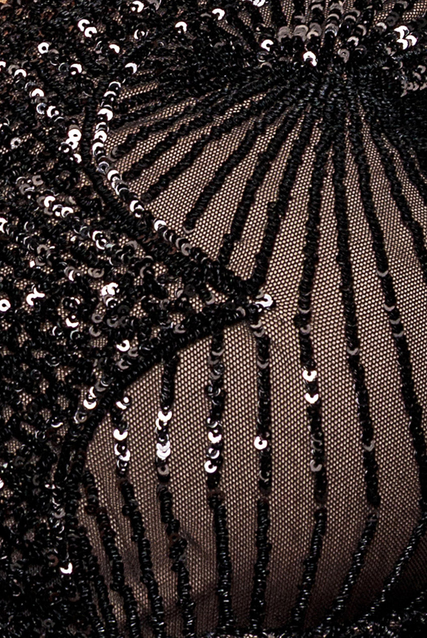 Starburst Sequin Maxi Dress - Black DR1824PLUS
