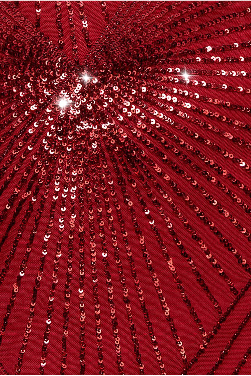 Starburst Sequin Maxi Dress - Red DR1824PLUS