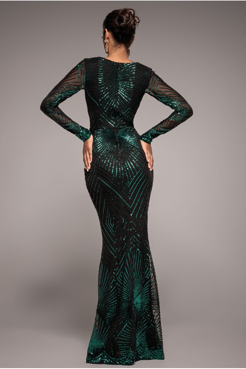 Starburst Effect Maxi Dress - Emerald DR1824