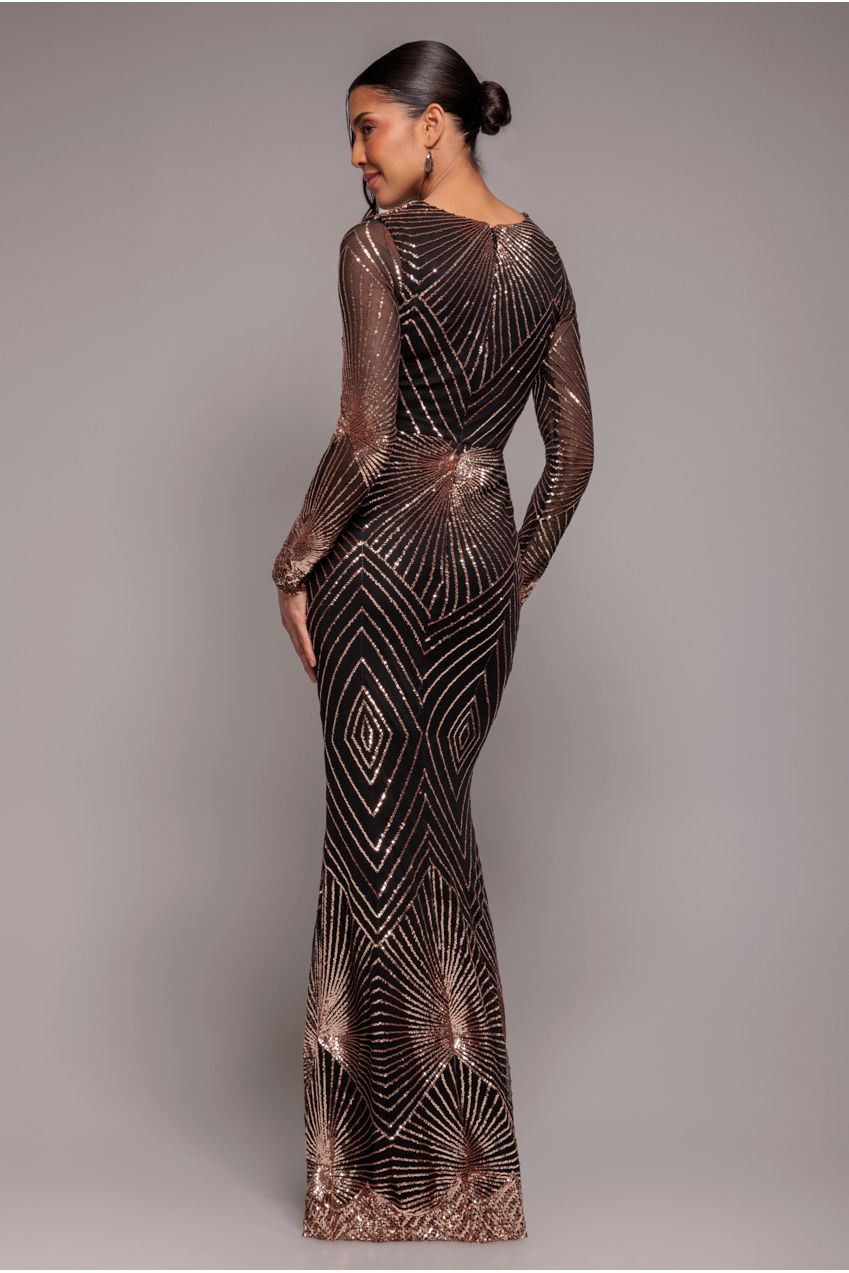 Starburst Sequin Maxi Dress - Rosegold DR1824