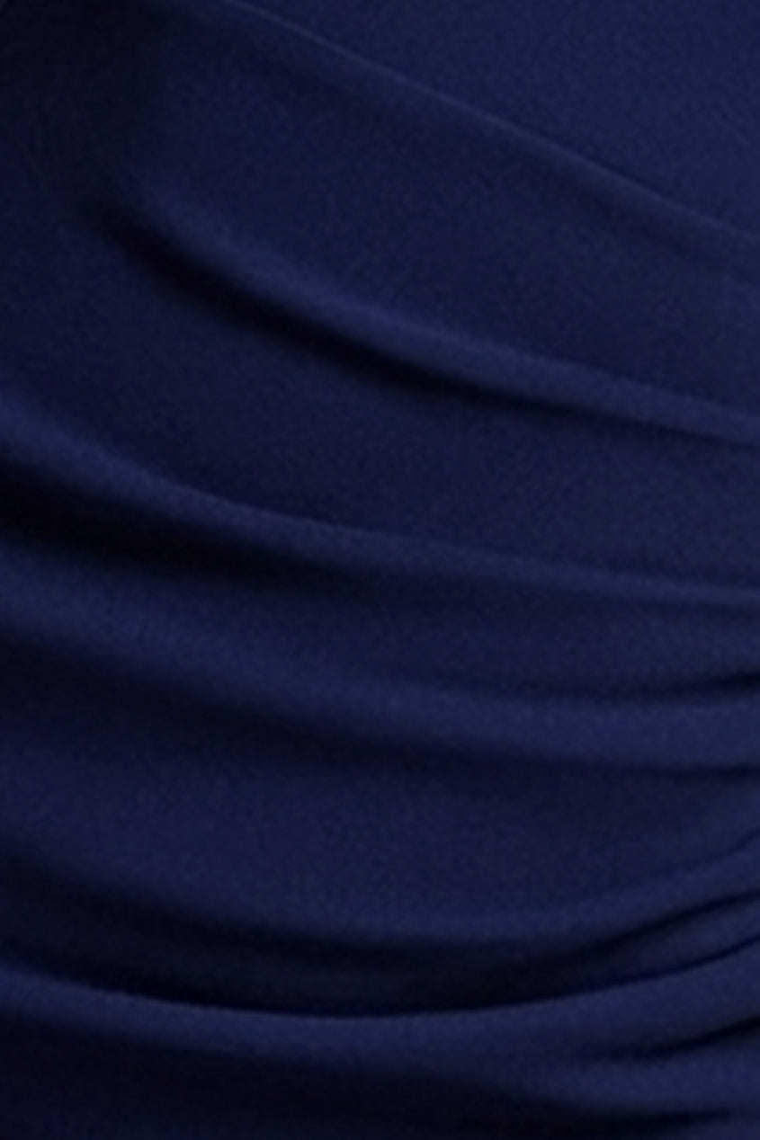 Off The Shoulder Maxi Dress With Split - Navy Blue DR1878