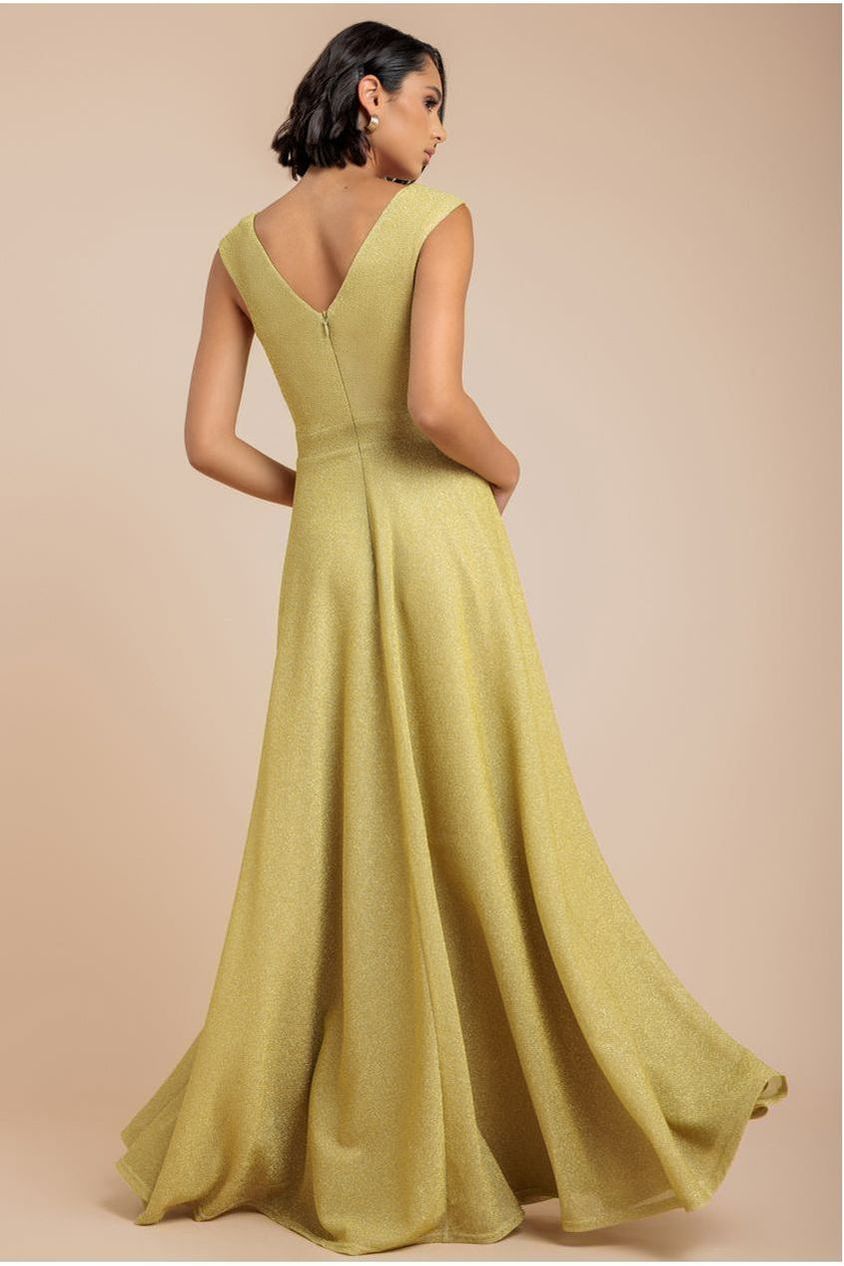 Crossover Lurex Glitter Maxi Dress - Gold DR1886