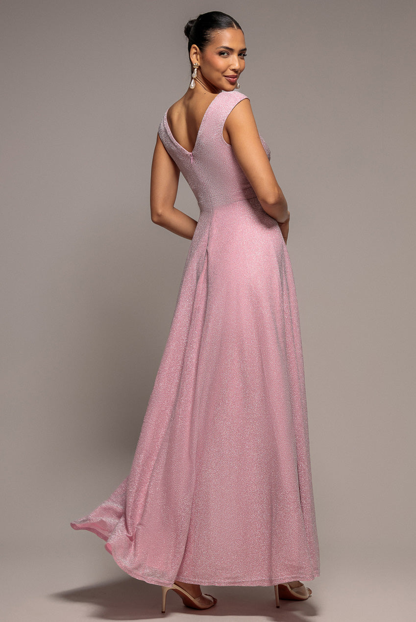 Crossover Lurex Glitter Maxi Dress - Pink DR1886