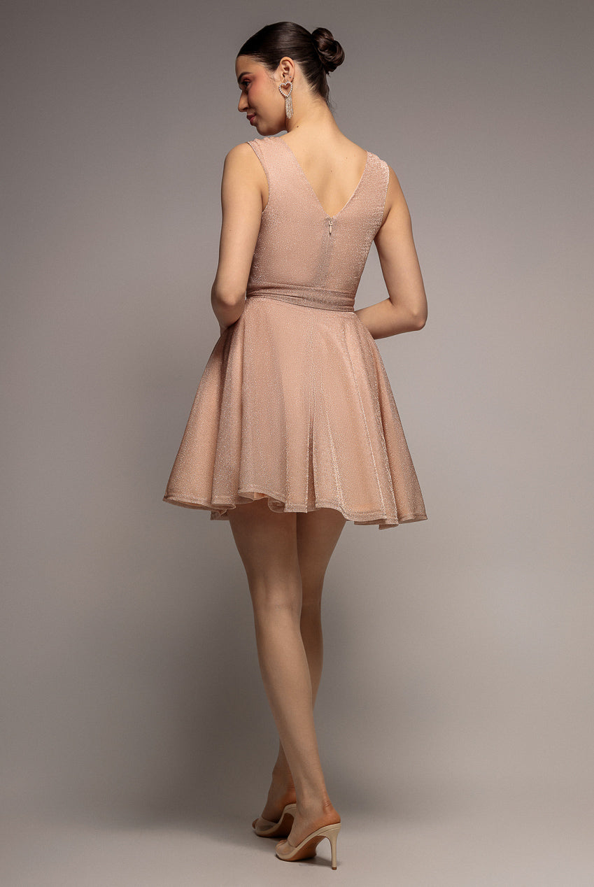 Cross Over Sleeveless Mini Skater Dress - Nude DR1891BB