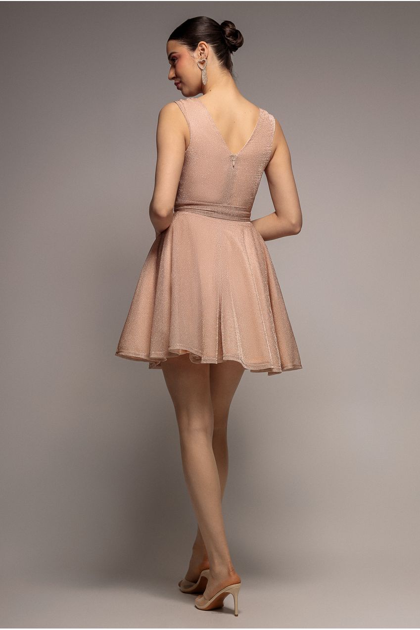 Cross Over Sleeveless Mini Skater Dress - Nude DR1891BB