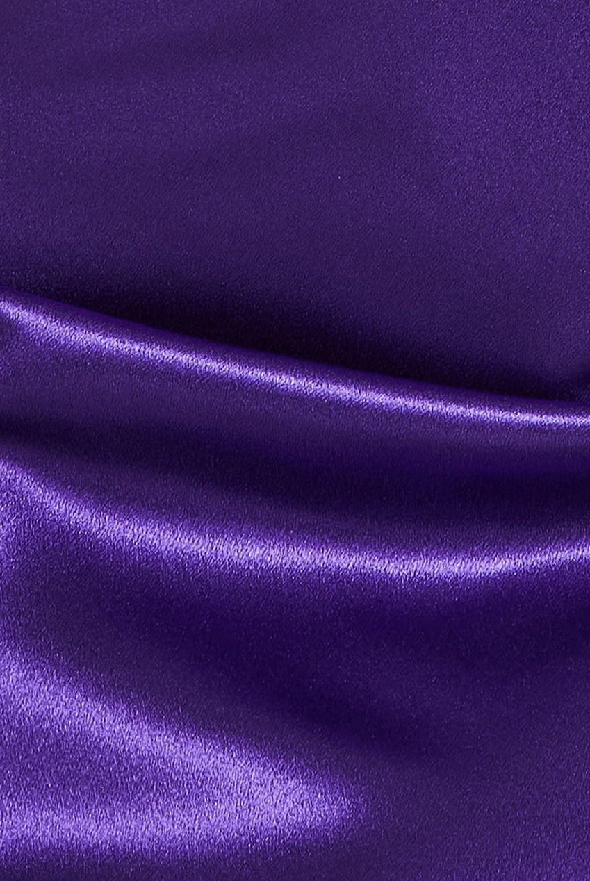 Cowl Neck With Strappy Back Satin Maxi - Purple DR2113
