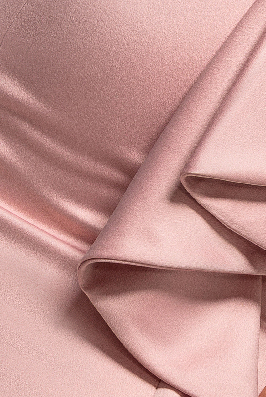 Satin Bardot Bow Maxi Dress - Nude DR2218QZ