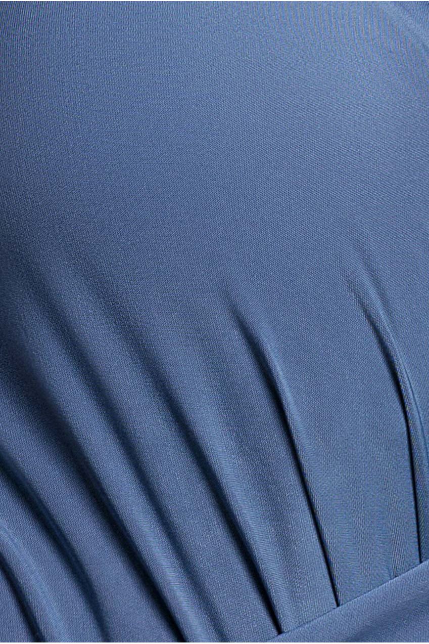Wrap Front Maxi Slip Dress With Waist Tie-Up - Cloudy Blue DR2250C
