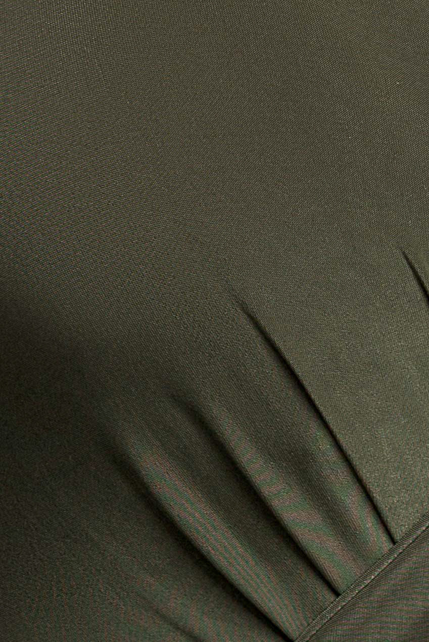 Wrap Front Maxi Slip Dress With Waist Tie-Up - Olive Green DR2250C