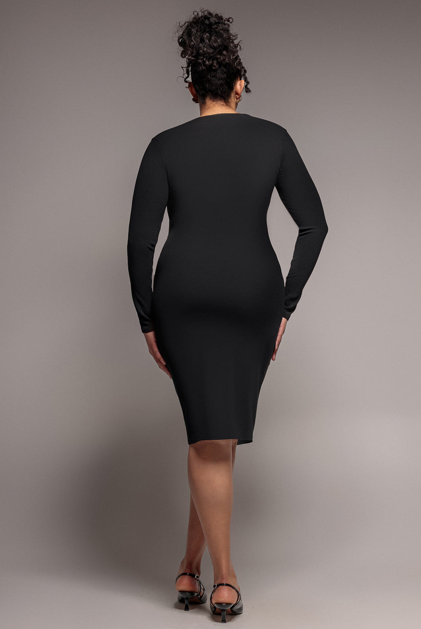 Ruched Midi Dress - Black DR29GC